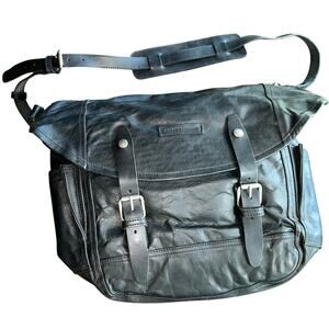 New Frye black leather messenger bag